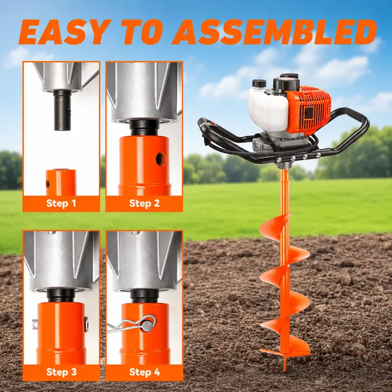 🔥 Special Offer — 72cc Gas-Powered Earth Auger with Drill Bit Options for Fence Posts & Planting 🌱