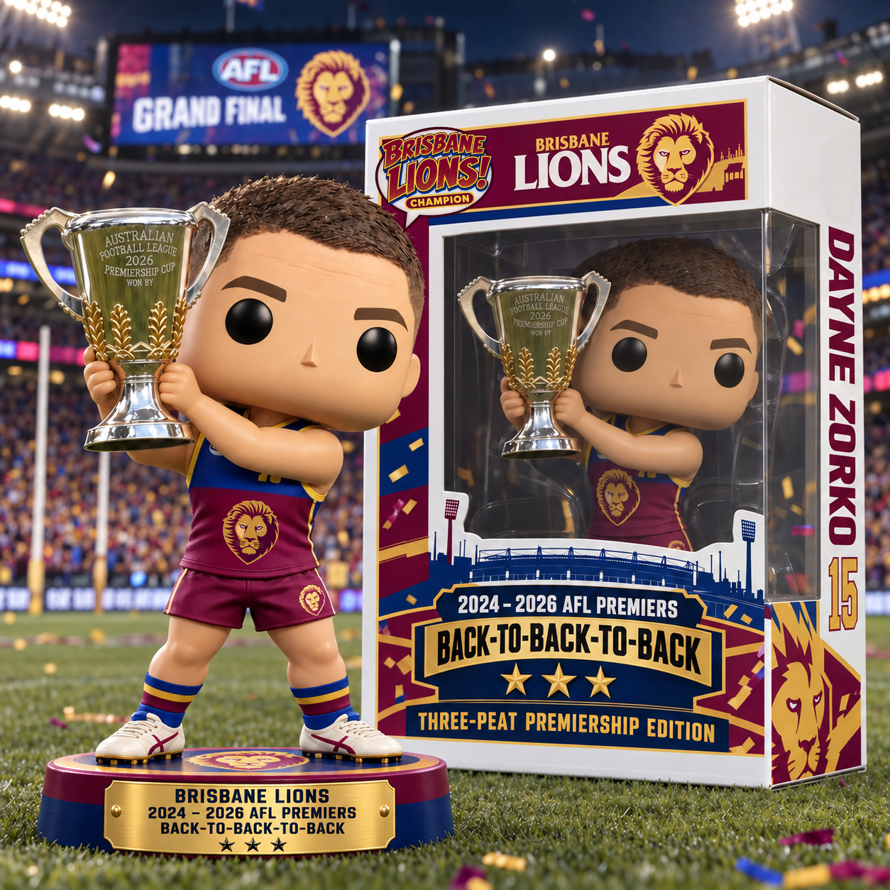 Brisbane Lions 2024–2026 BACK-TO-BACK-TO-BACK Champion Pop Figure