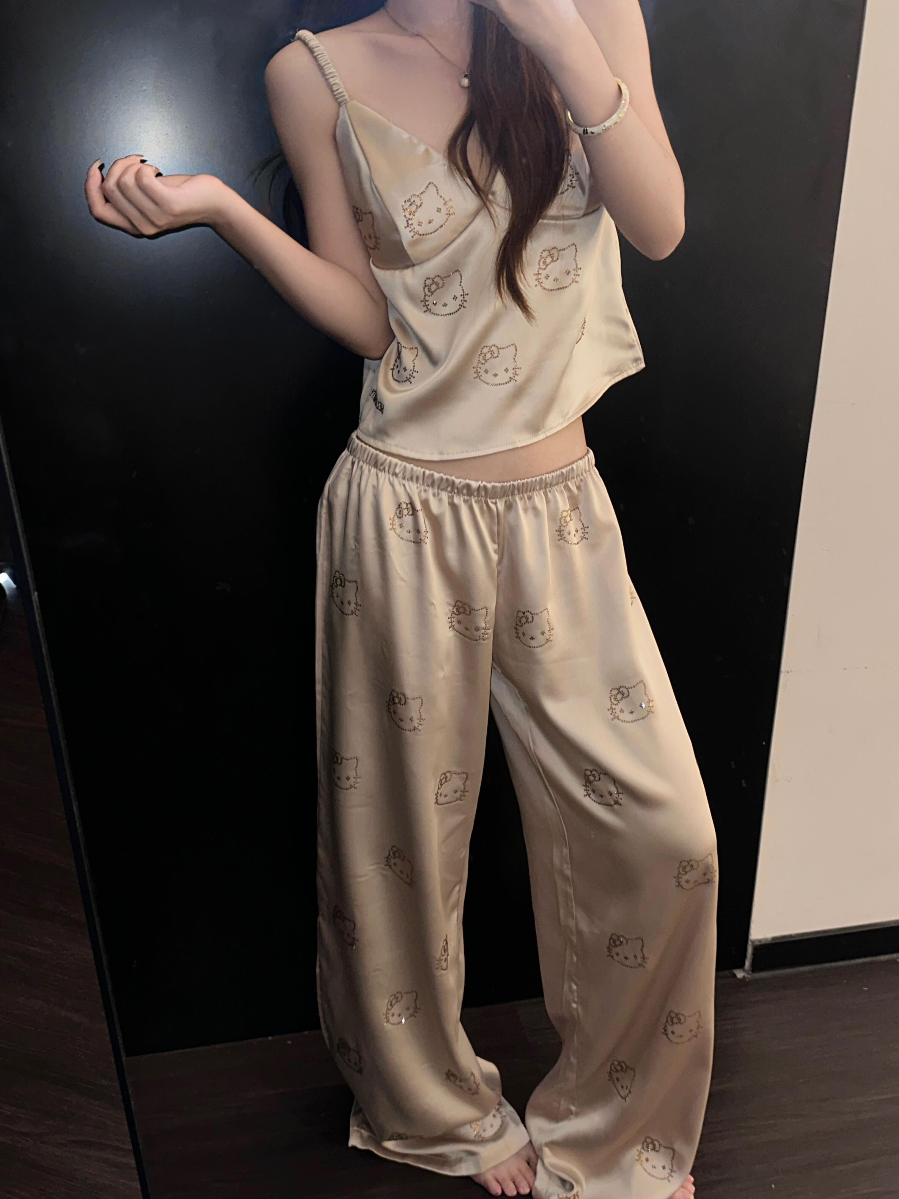 Hellokitty Champagne Satin Pajama Set