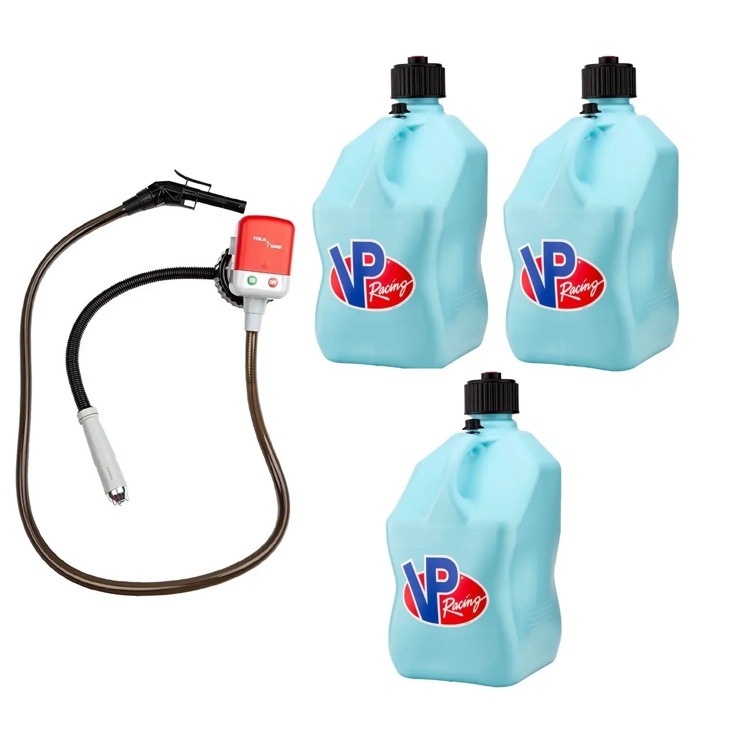 3 Pack Utility Fuel Jug With Fluid Transfer Pump Battery Powered Liquid Pump Outdoor Motorsport Portable Transfer Equipment