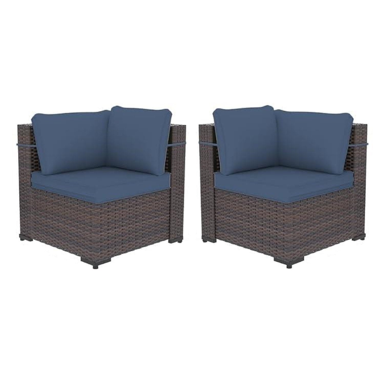 Outdoor Rattan Sectional Sofa Set, Patio Furniture Conversation Set with Fire Pit Table
