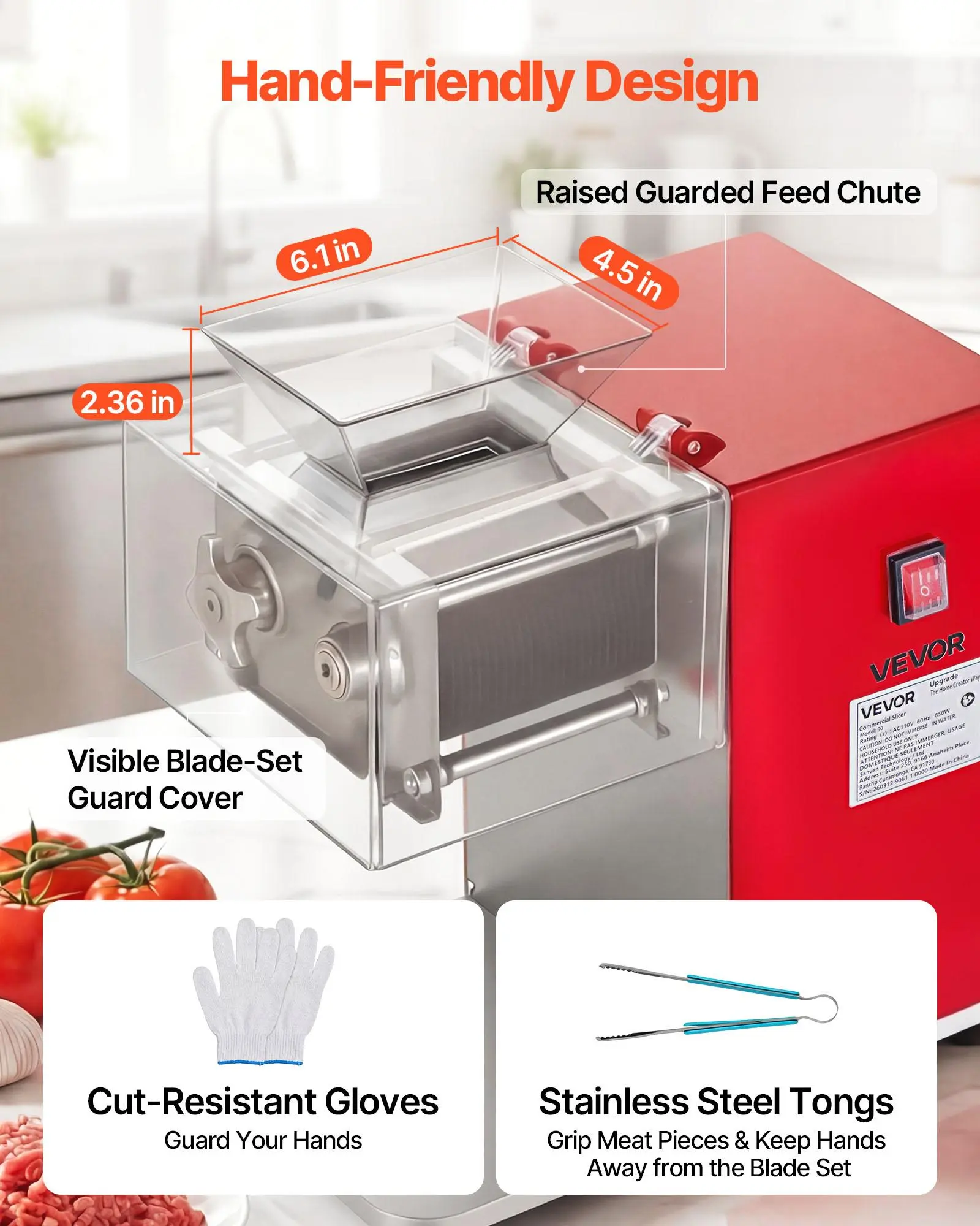 Feed chute guard gloves and tongs