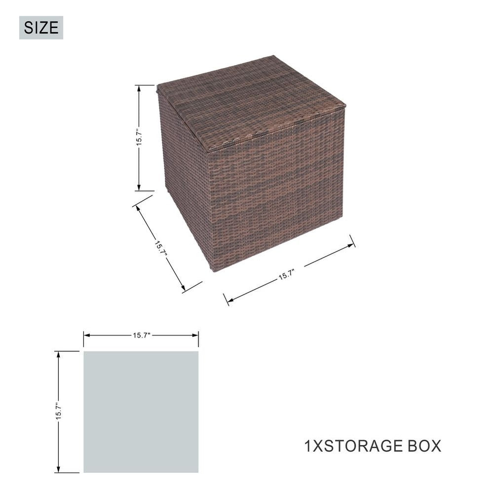 7-piece Patio Wicker Garden Chat Sofa Set with Fire Pit Table and Storage Box