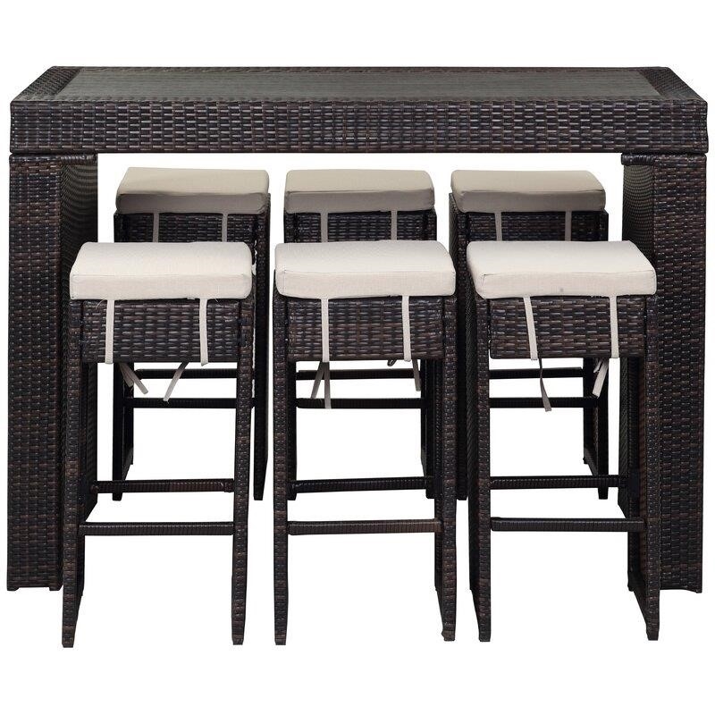 Motter Rectangular 6 - Person 59.1'' Long Bar Height Dining Set with Cushions