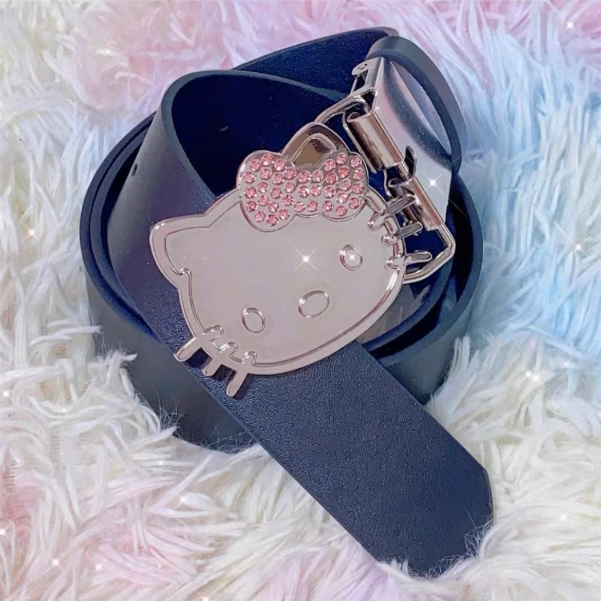 Hellokitty Rhinestone Belt Y2k Belt Cowgirl Leather Belt