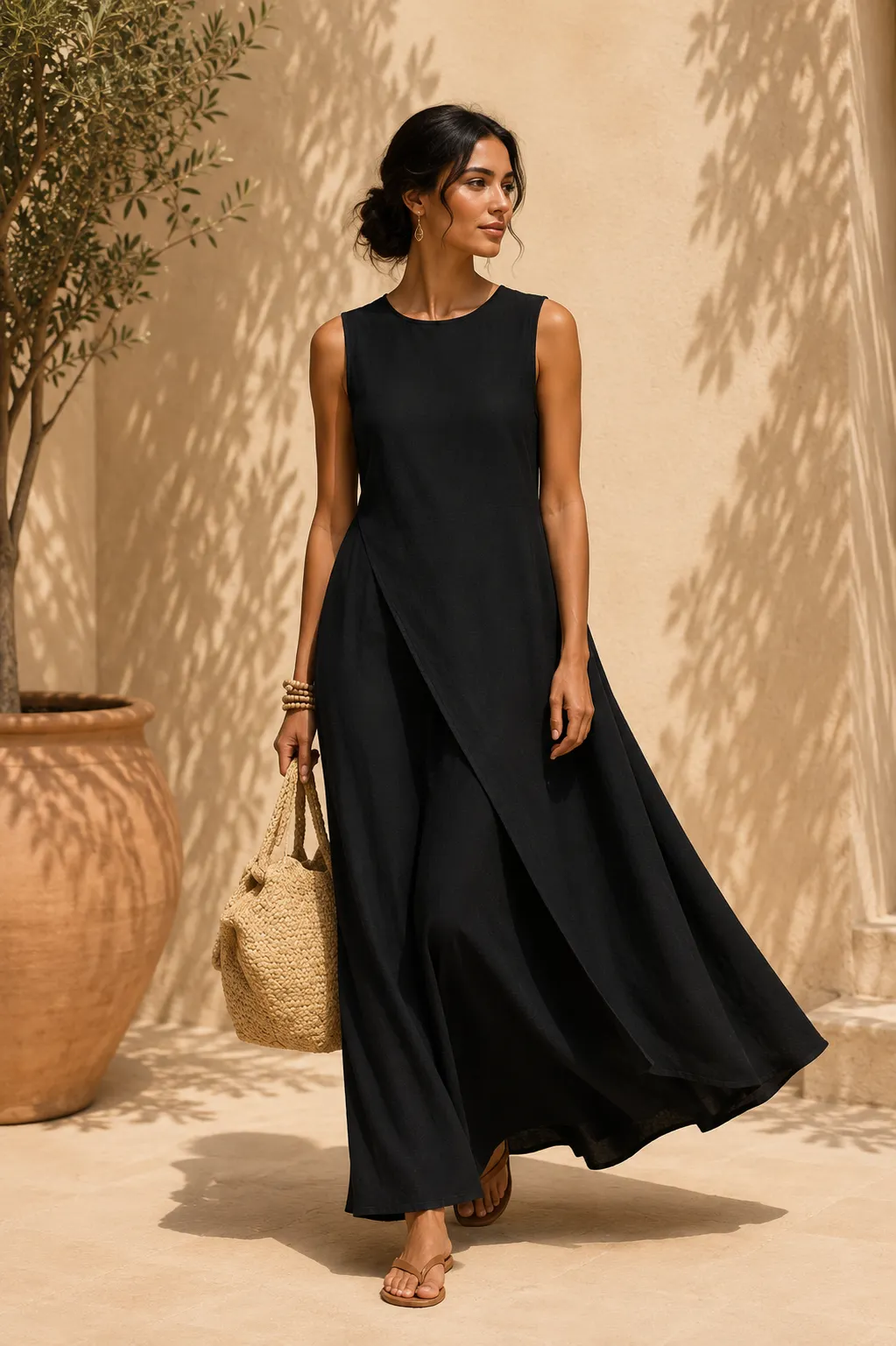 Minimalist Sleeveless A-Line Maxi Dress