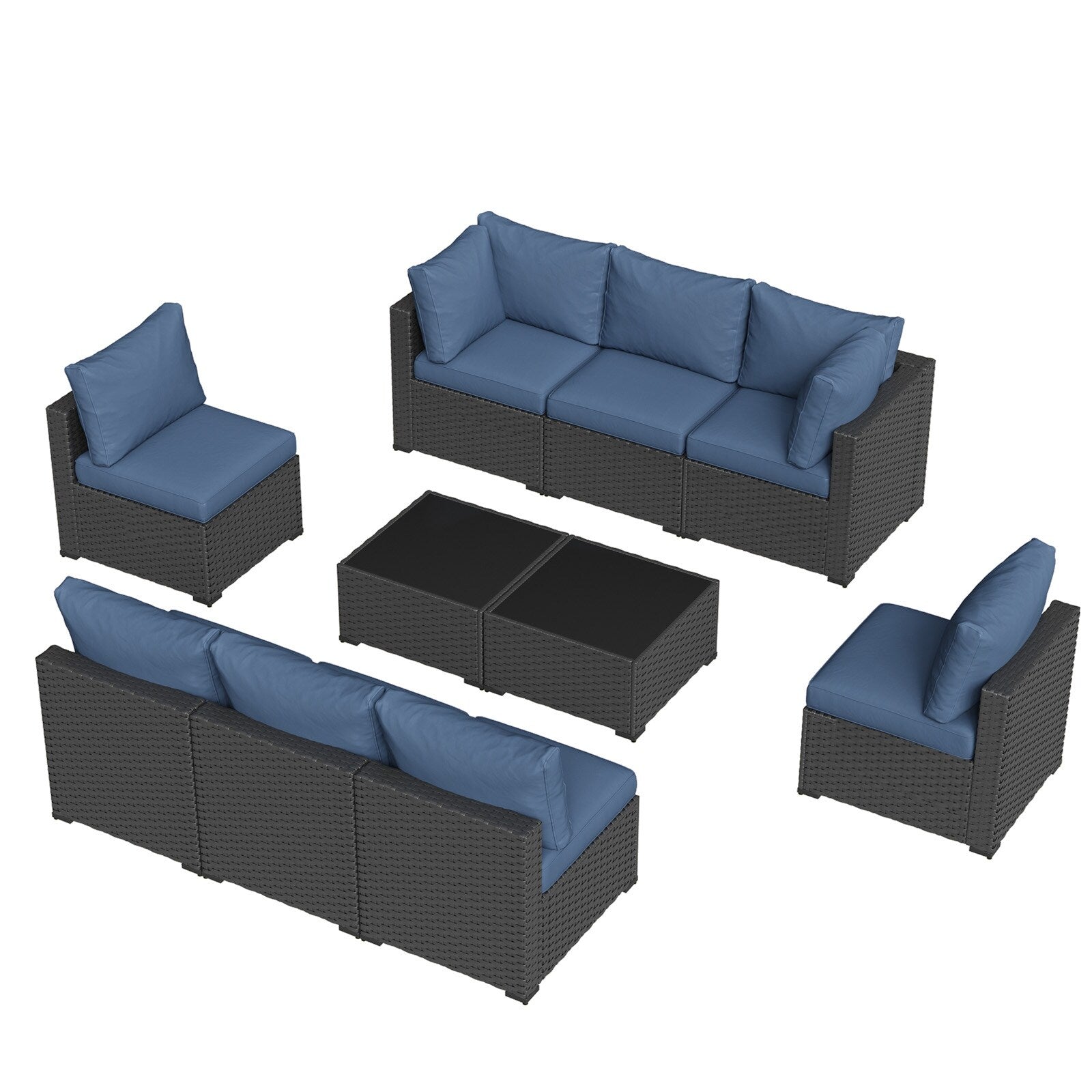 Wicker Rattan Patio Sectional Sofa Set