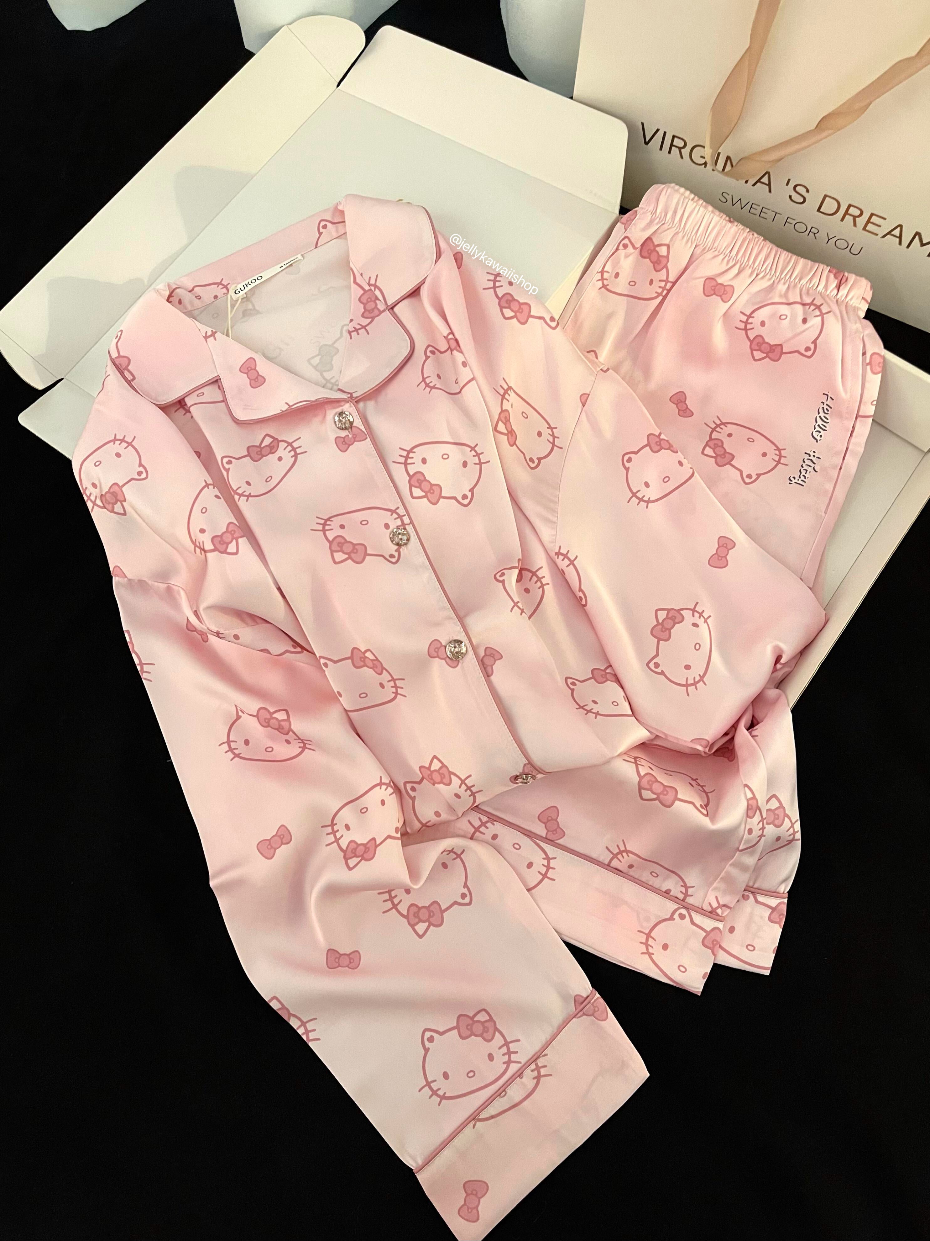 Hellokitty Pink Pajamas Set Soft Pj Lounge Sets
