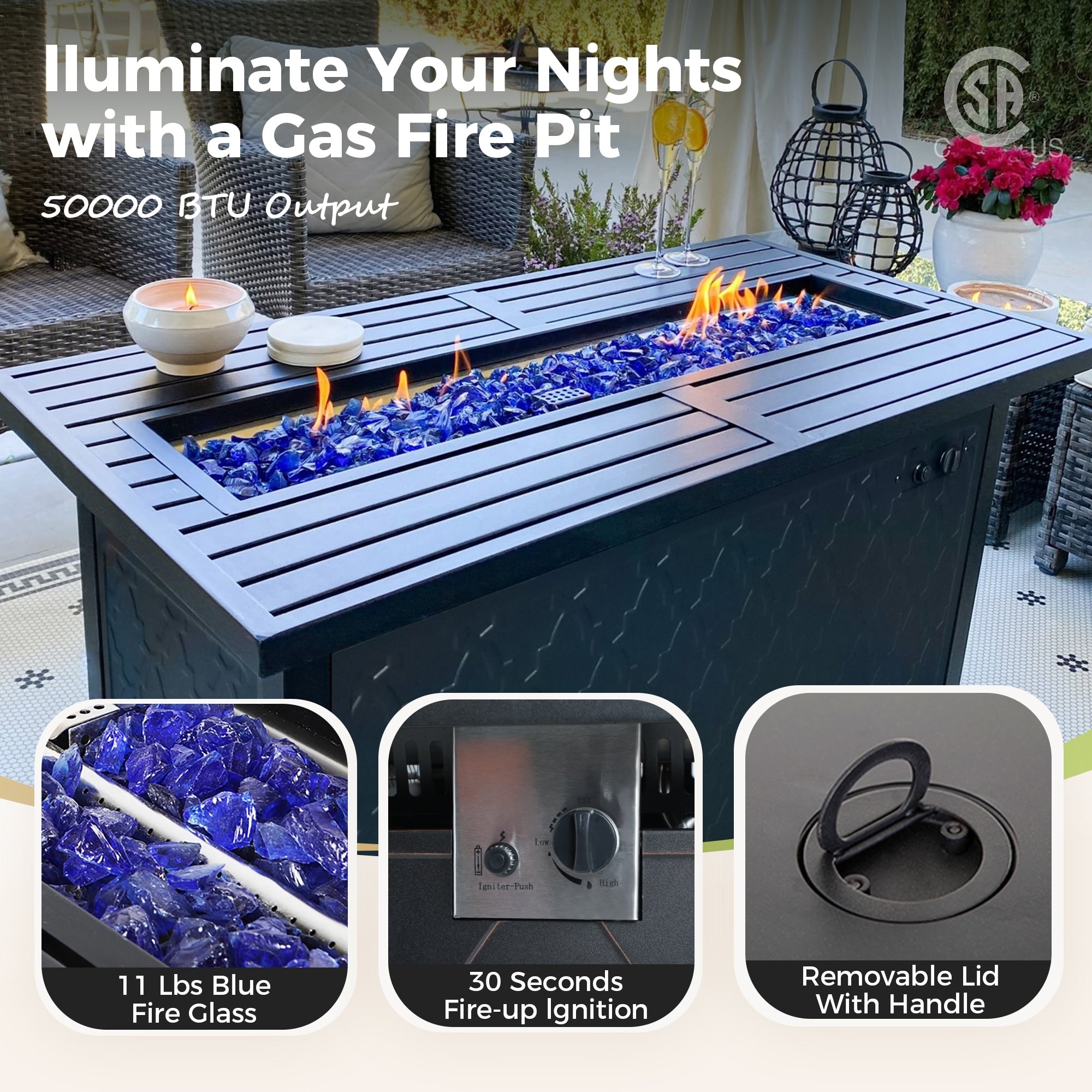 MAISON ARTS Outdoor Sofa Set 4/6-Piece Patio Conversation Set with 45'' Gas Fire Pit Table