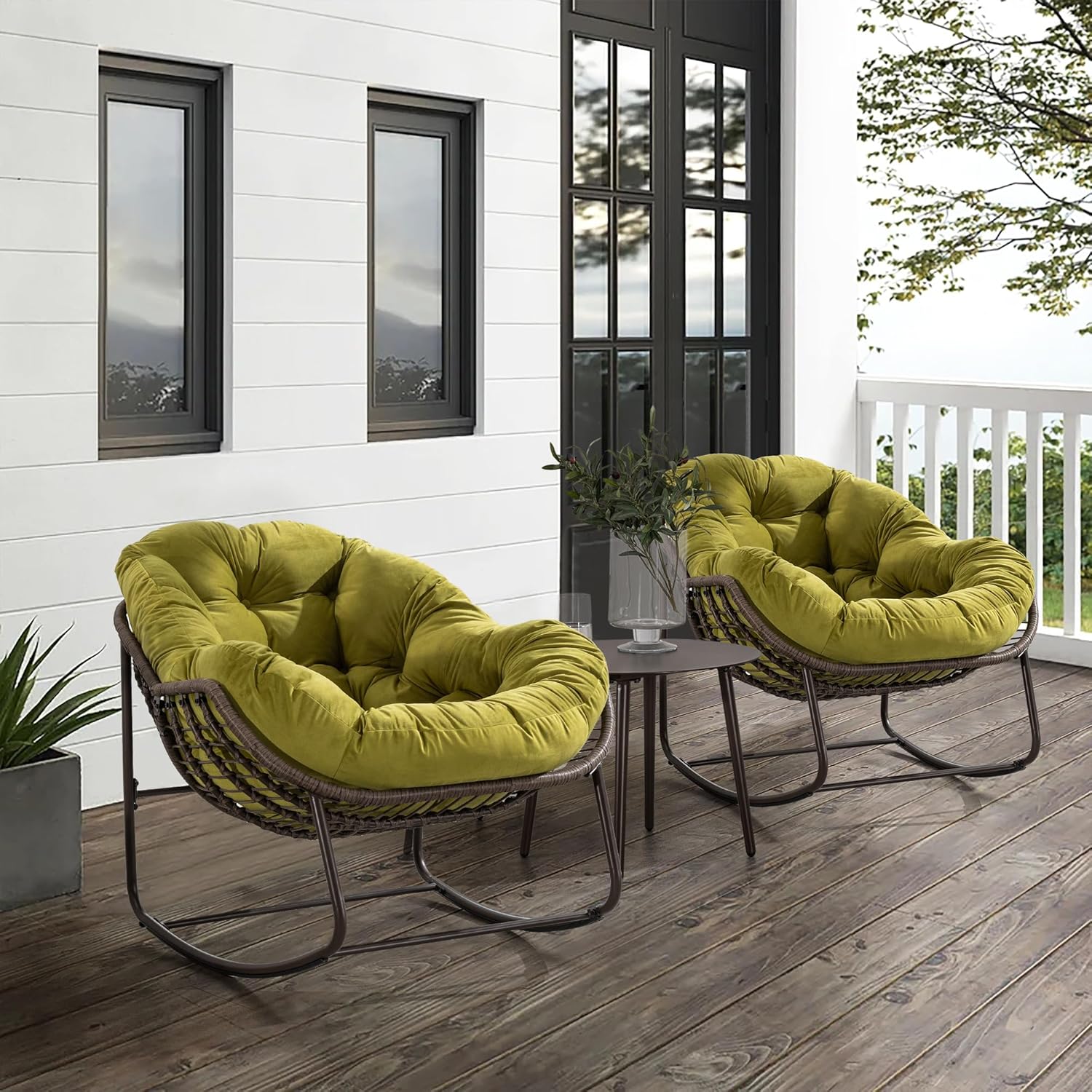 Oversized Outdoor Egg Rocking Chair with Thick Cushion – Comfortable Patio & Indoor Lounge Seating Clearance Sale