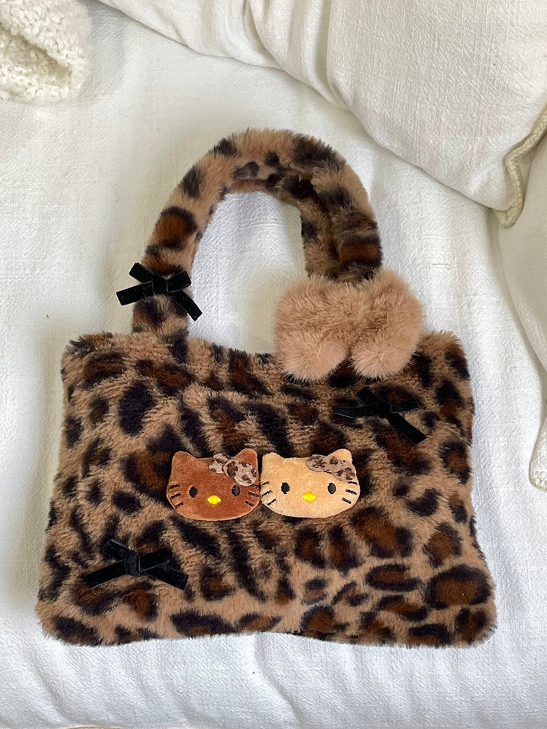 Hellokitty Leopard Print Plush Bag Handbags