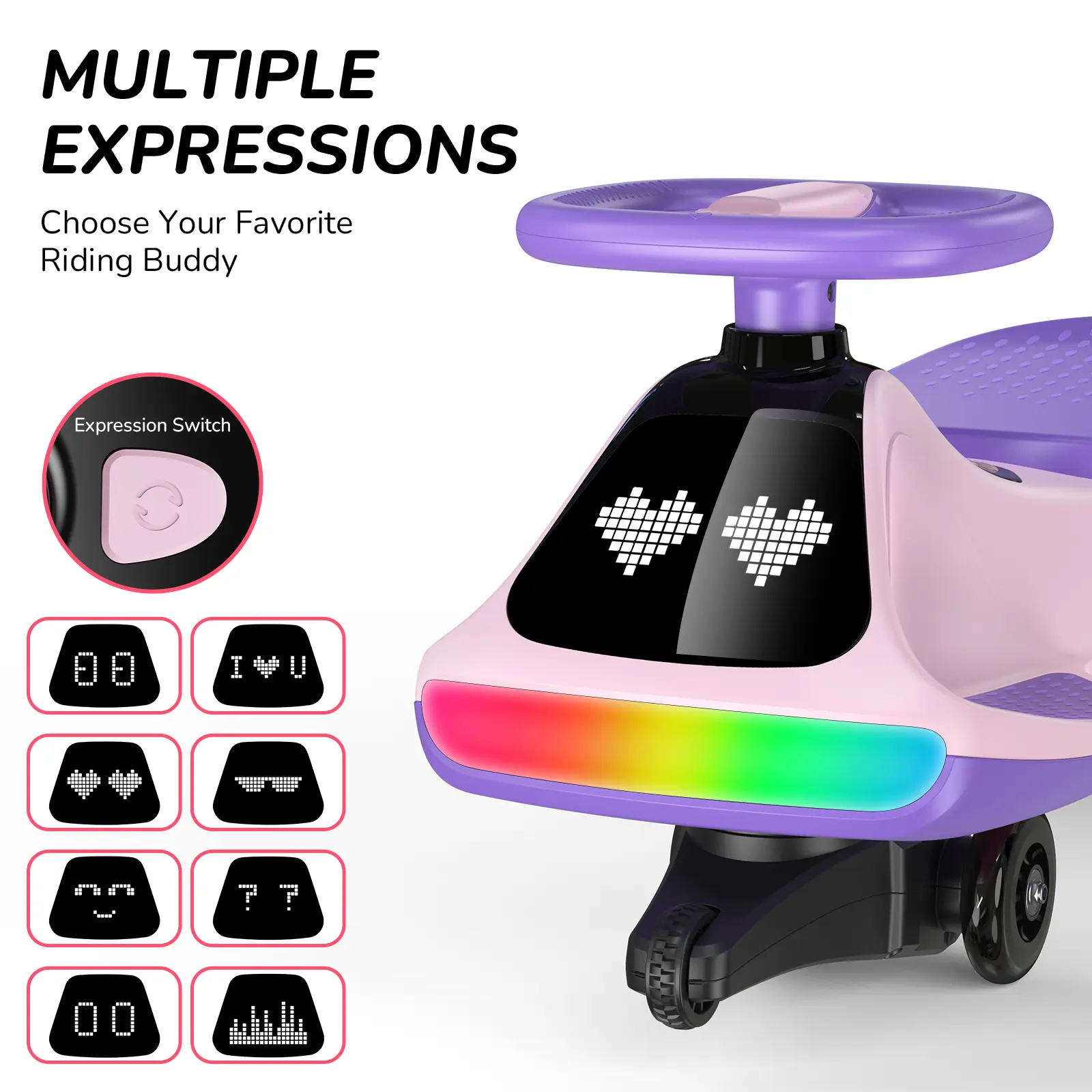 🔥 12V Electric Wiggle Car for Kids – LED Lights, Bluetooth Music & Rechargeable Ride-On Fun