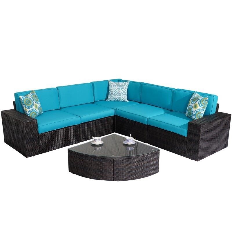 Kerwick Wicker/Rattan 5 - Person Seating Group with Cushions