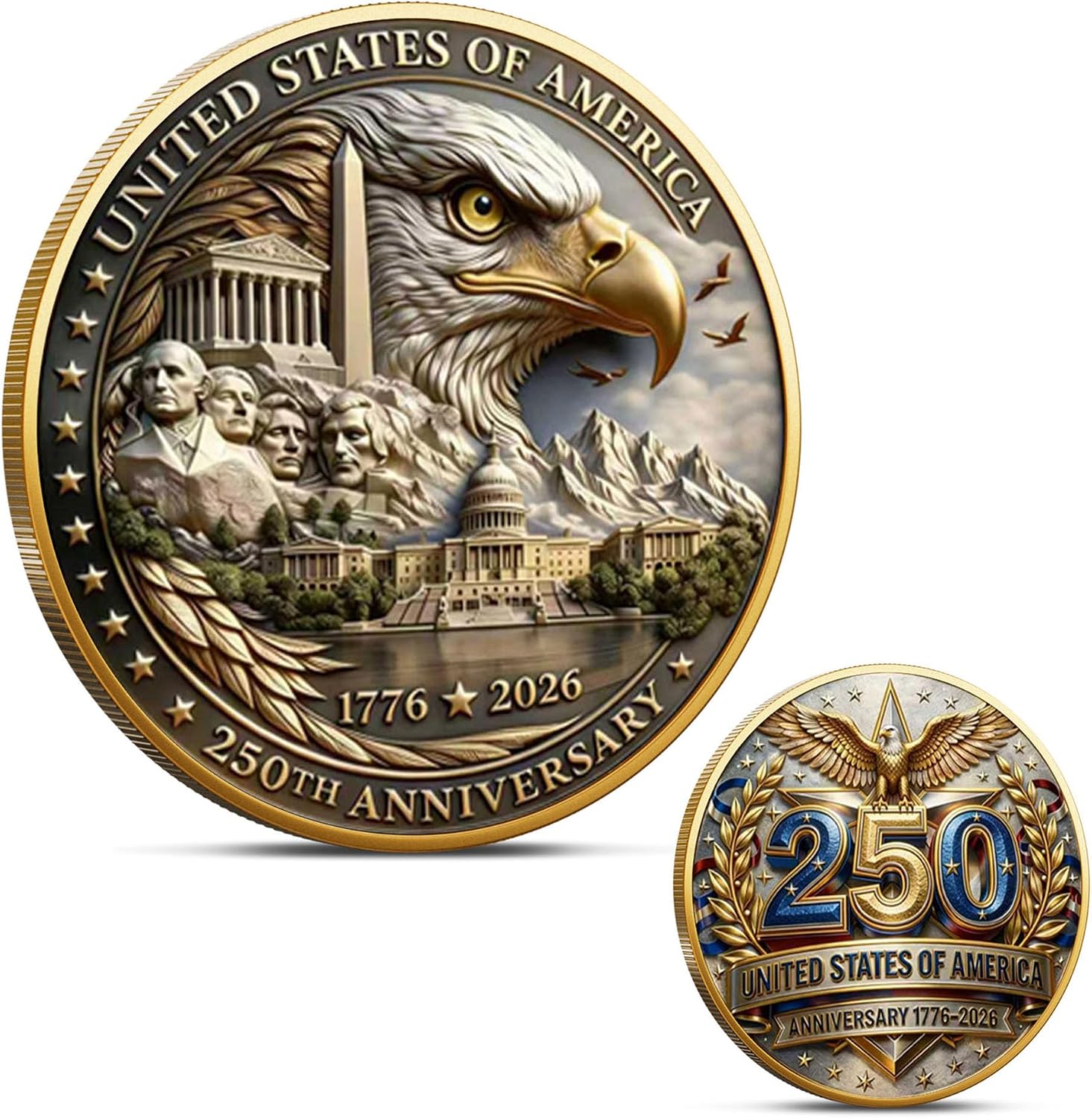250th Anniversary U.S. Army Commemorative Coin Double-Sided High Relief Design 1775-2025 Military Collector Coin Veteran Gift Patriotic Metal Challenge Coin (Army)