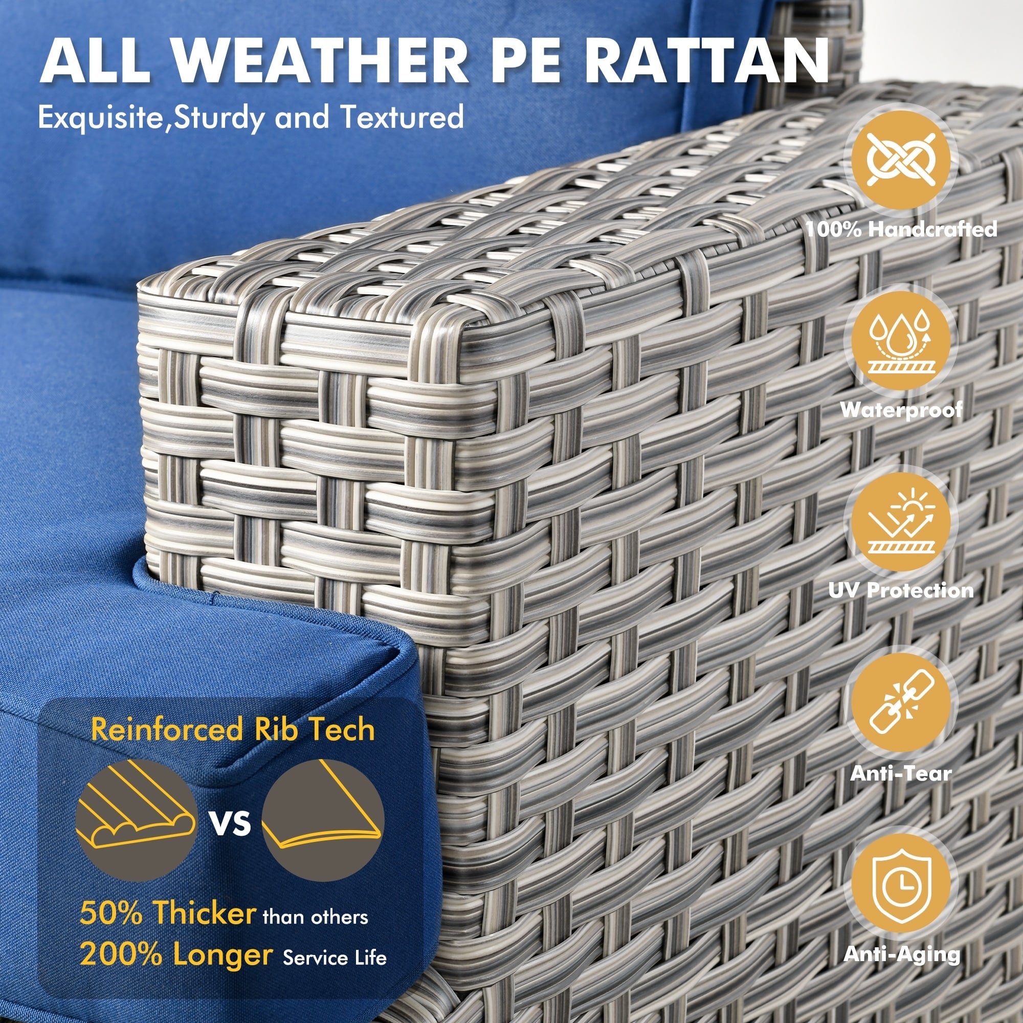 XIZZI 9-piece Outdoor Wicker Patio Furniture Set with Swivel Chairs