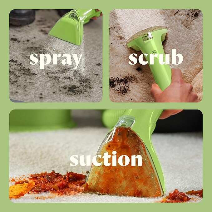 【Flash Sale】Little Green Mini Portable Carpet and Upholstery Deep Cleaner, Car/Auto Detailer, with HydroRinse Self-Cleaning Tool and 4