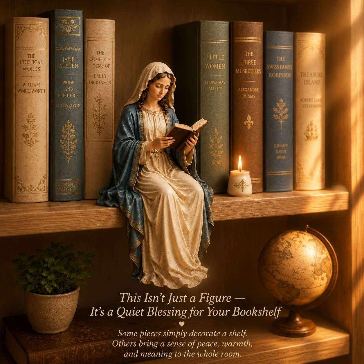 🎁Last Day 49% OFF-📚🕊️ Bring Divine Peace to Your Library. Virgin Mary Reading Figure