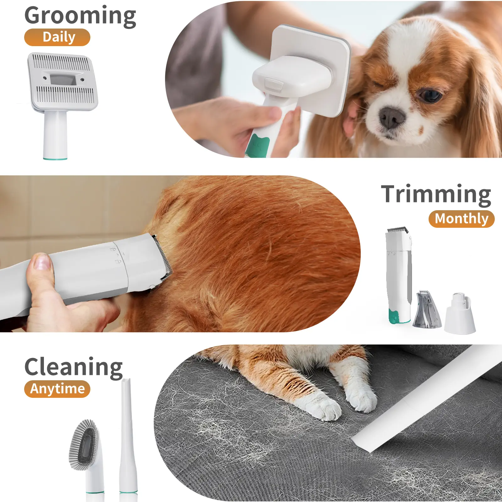 Pet Groomer 7-in-1 Vacuum Clippers for Dogs & Cats