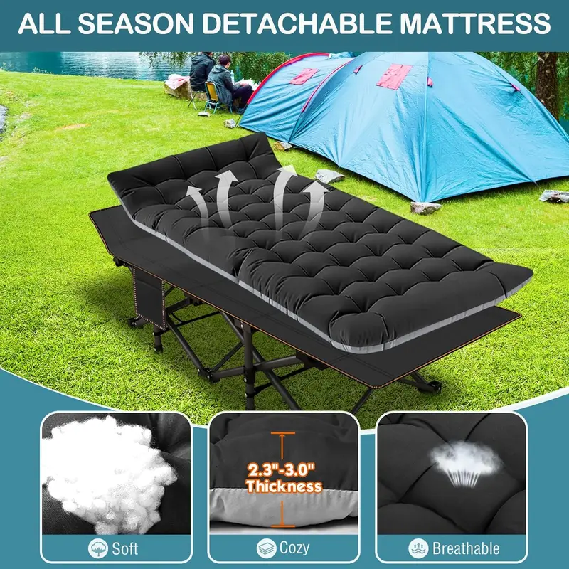 Folding Camping Cot with Mattress