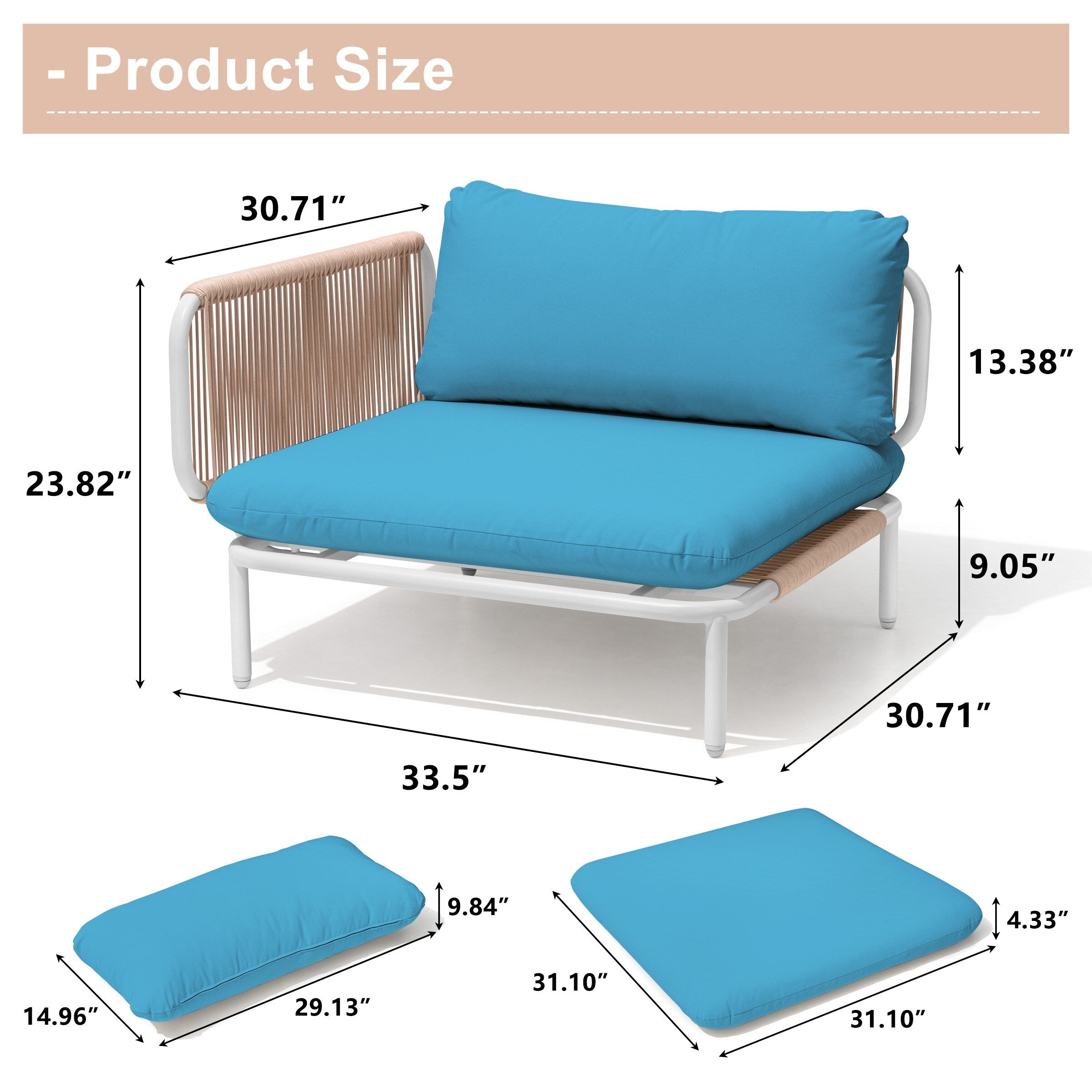 Outdoor Cushioned Sectional Sofa Chat Set Patio Furniture Conversation Set, Free Combination