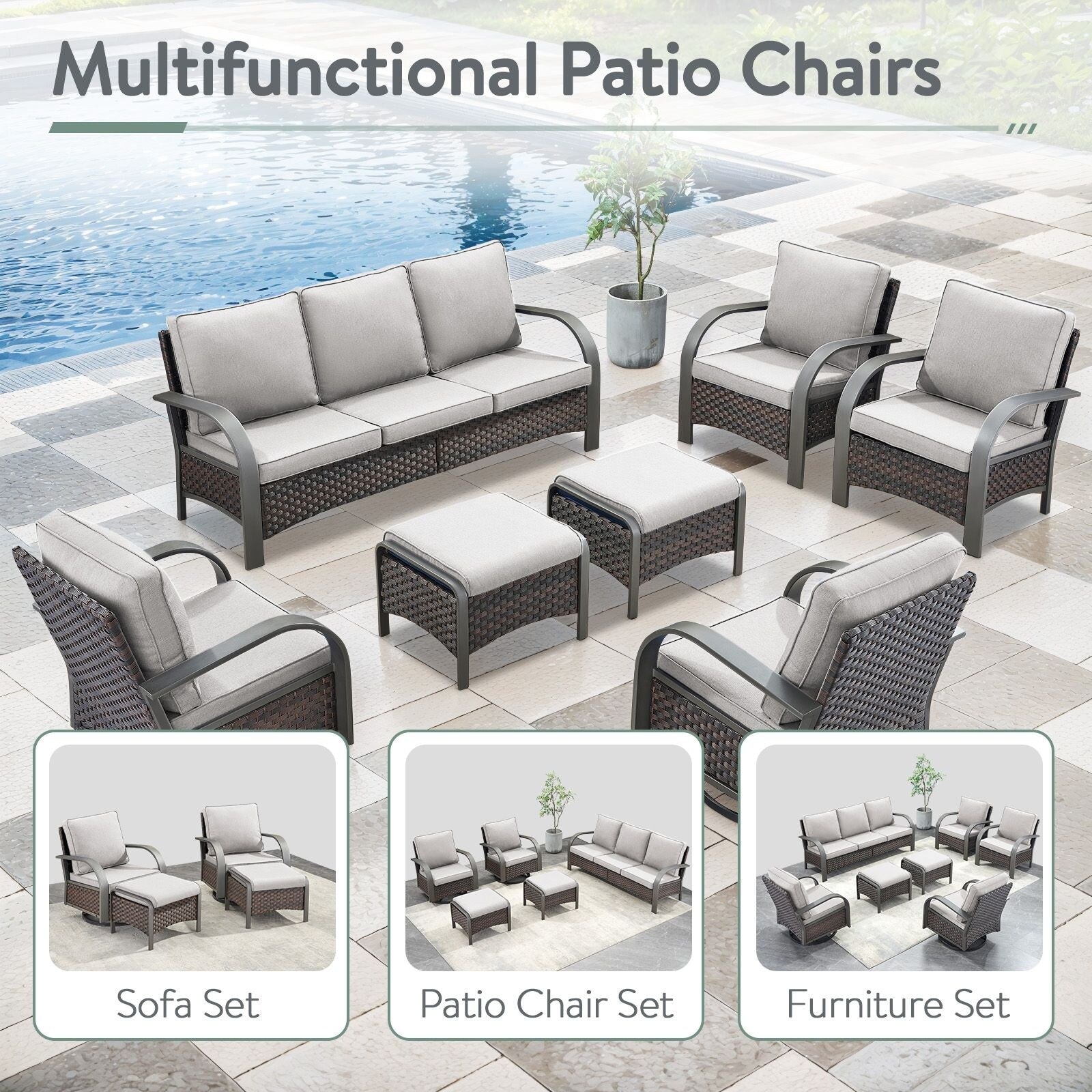 Outdoor Patio Chair with Fire Pit Table Set