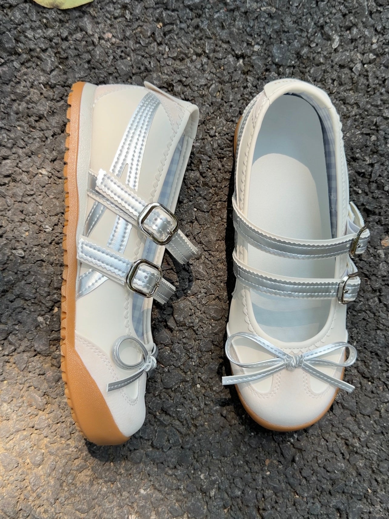 Girly Bowtie Strap Ballet Flat Shoes Mary Janes Low Top Cute Casual Lightweight Shoes