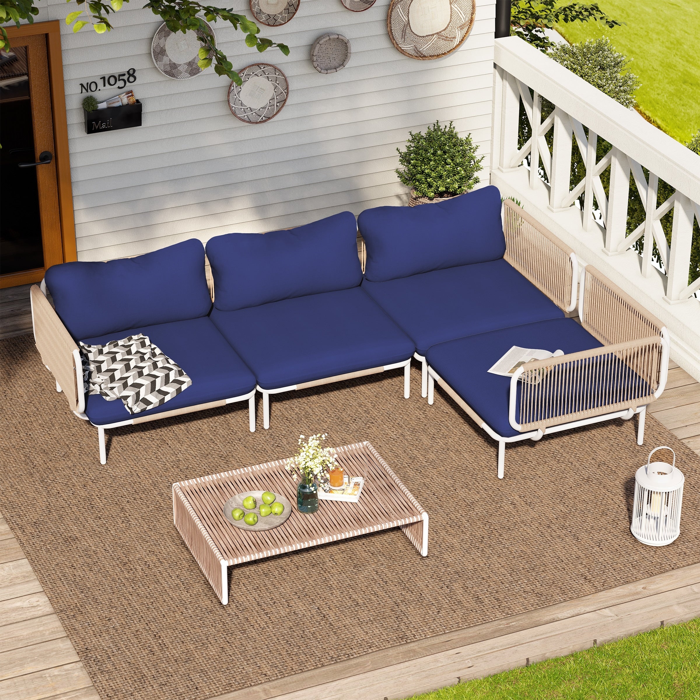 Outdoor Cushioned Sectional Sofa Chat Set Patio Furniture Conversation Set, Free Combination
