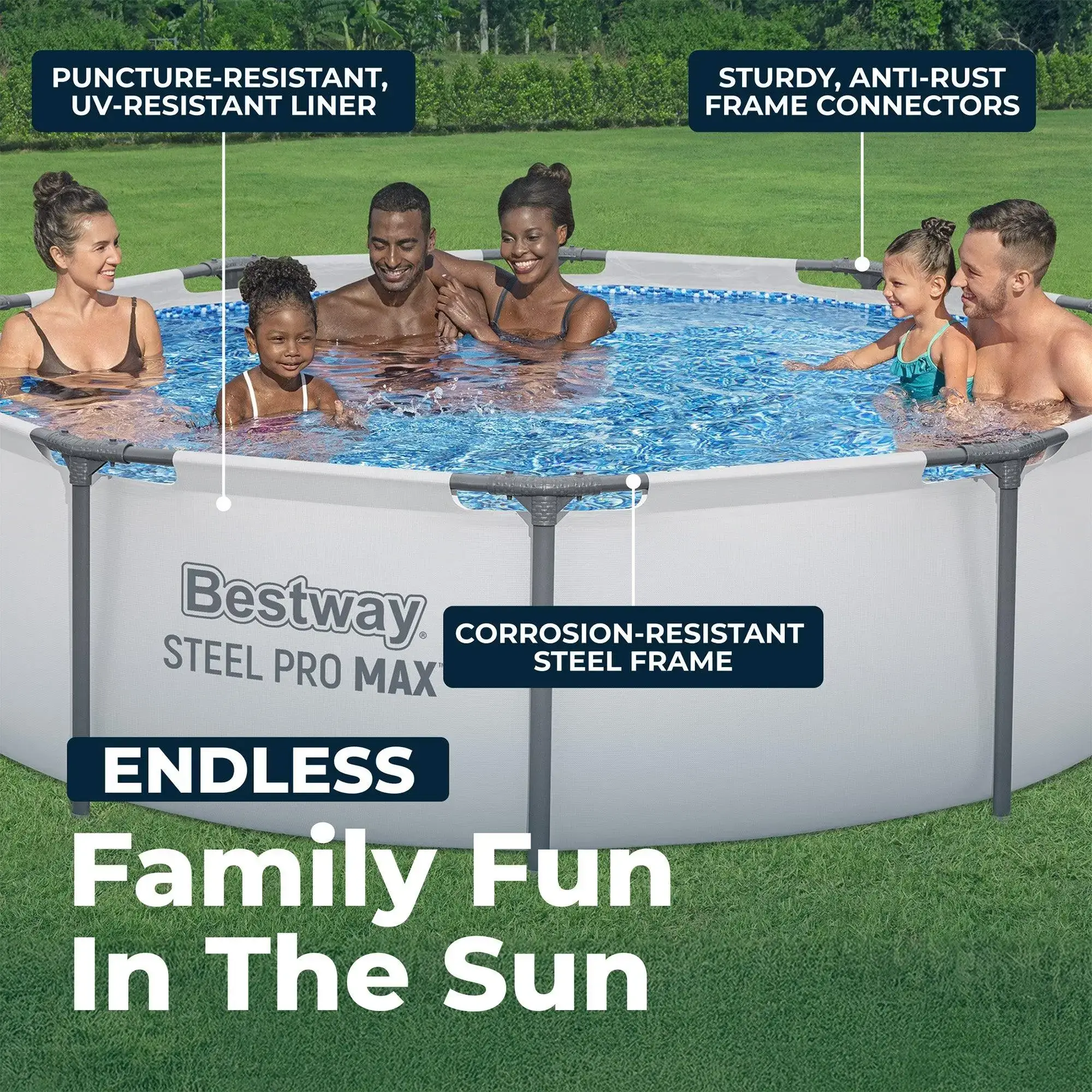 10ft Round Above Ground Outdoor Swimming Pool with Filter Pump