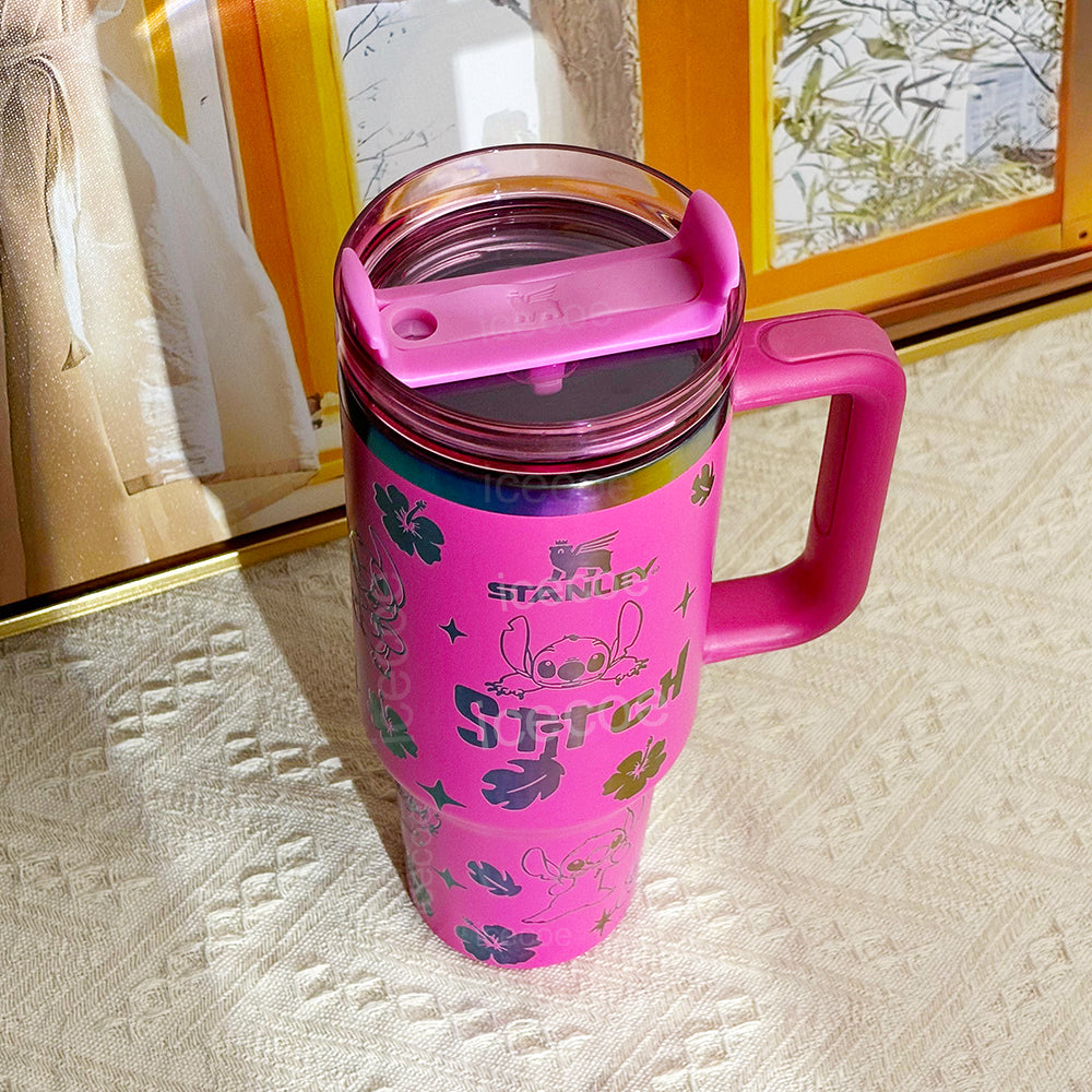 40oz Rose Red Stitch Stainless Steel Vacuum Insulated Tumbler 🚢Free Shipping🚢