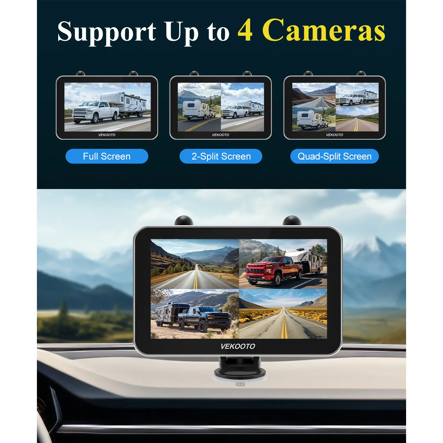 Magnetic Solar Wireless Backup Camera,7'' IPS Touchscreen Monitor,HD1080P IP69 Waterproof Rechargeable Camera,IR Night Vision for RV Trailer Camper Truck