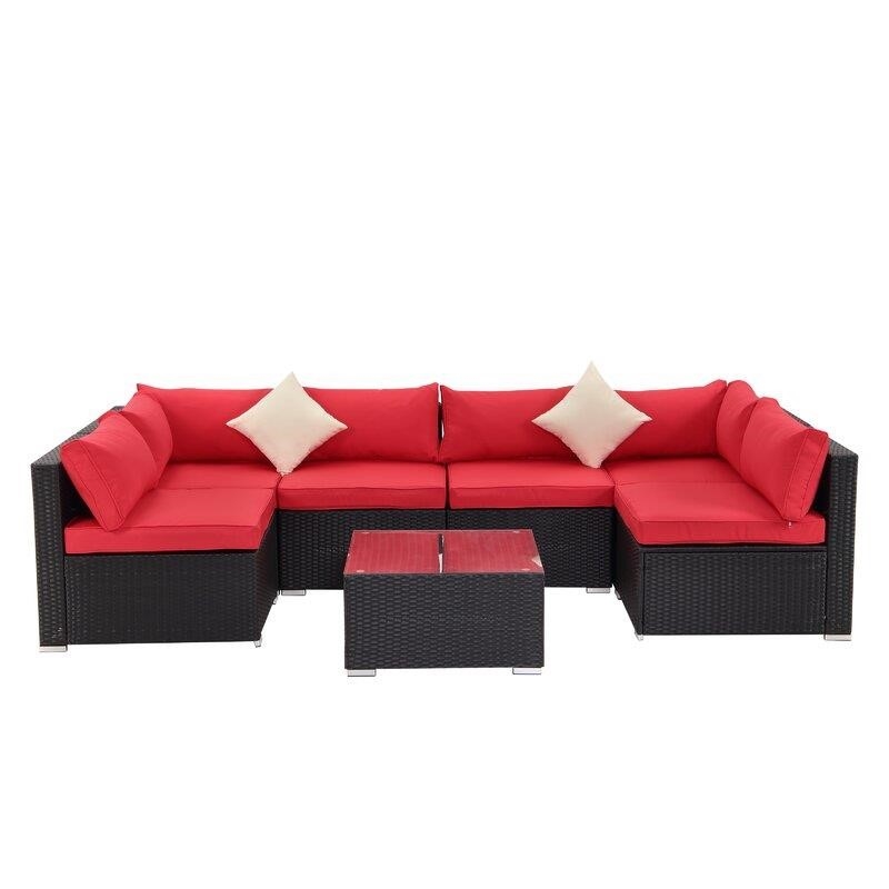 Annalyse Wicker/Rattan 6 - Person Seating Group with Cushions