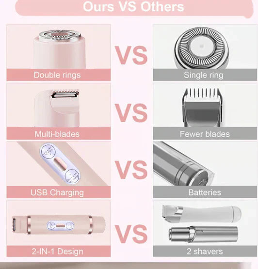 🌸LAST DAY SPECIAL PRICE!!🌸Akunbem🇬🇧 Rechargeable Women’s Trimmer ⚡  Dual Heads • IPX7 Waterproof • Painless Precision for Face, Bikini & Body 💧