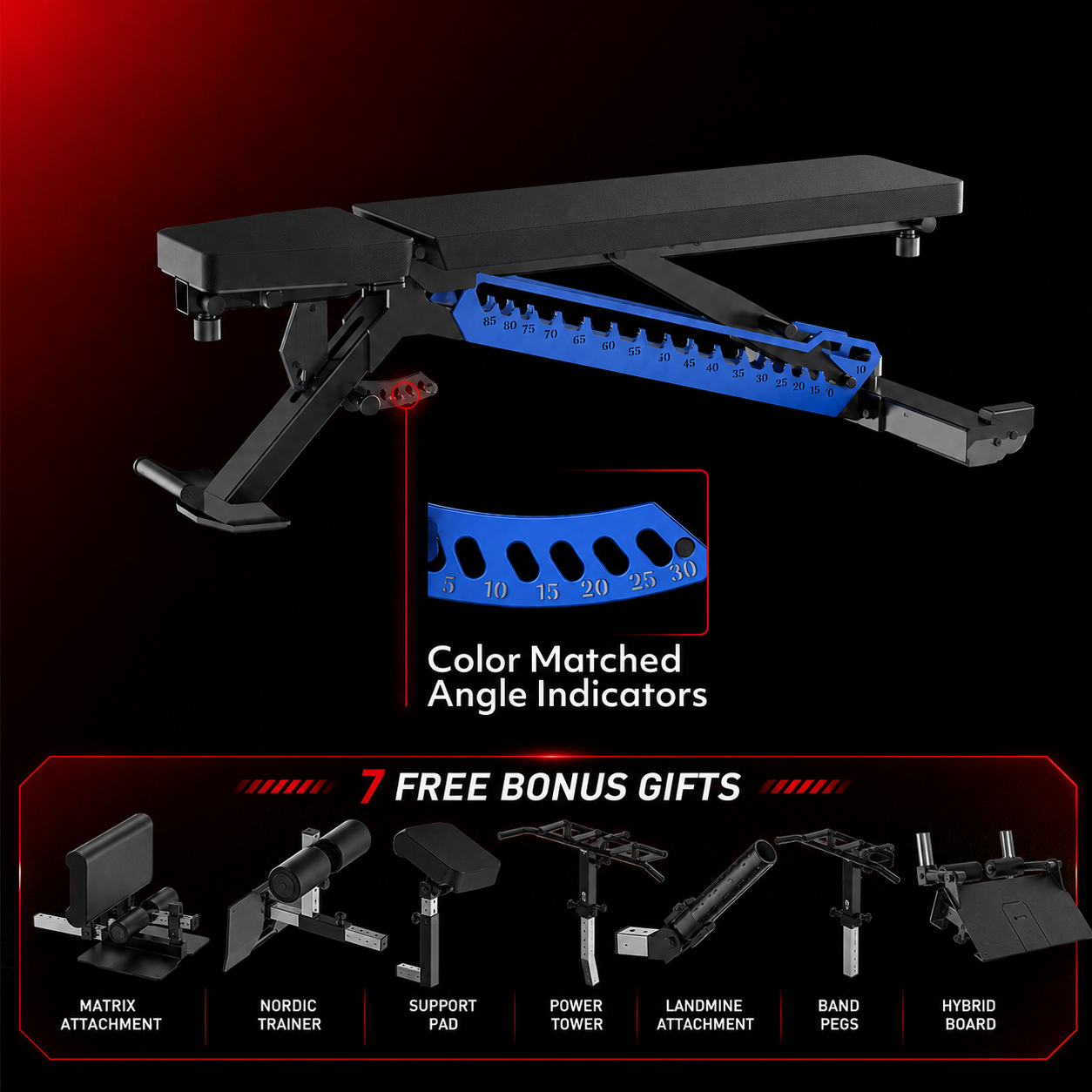 🔥 25-in-1 Adjustable Weight Bench System – Heavy-Duty Home Gym Bench with 7 FREE Training Attachments Included