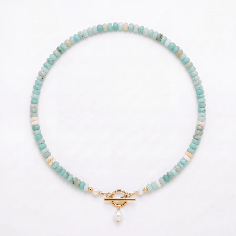 ✨ Turquoise Bead & Freshwater Pearl Necklac