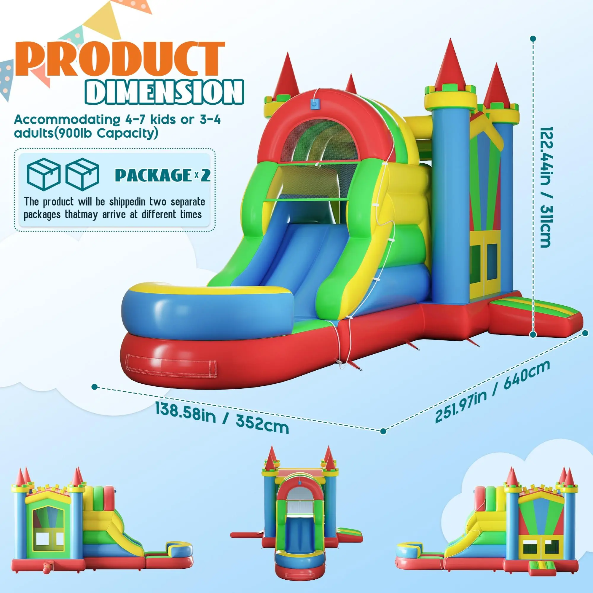 ⚡ Last Chance Sale⚡Inflatable Trampoline, Portable Home Pool Play Area