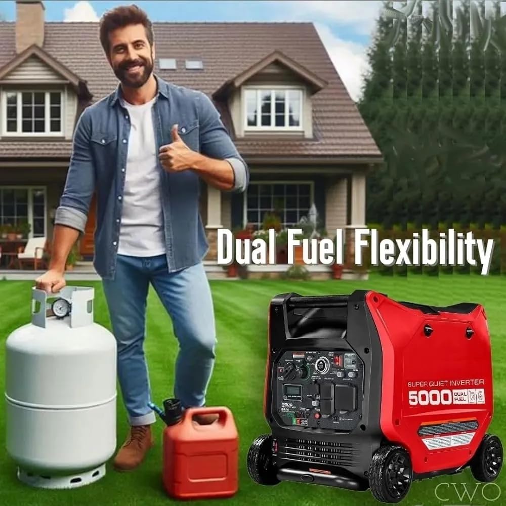 ⚡ 5000W Dual-Fuel Quiet Inverter Generator – Remote Start, Gas & Propane Ready 🔥🏕️