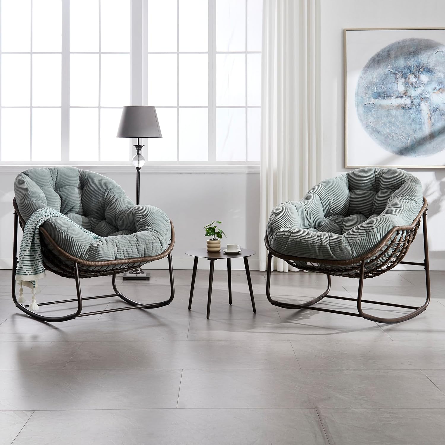 Oversized Outdoor Egg Rocking Chair with Thick Cushion – Comfortable Patio & Indoor Lounge Seating Clearance Sale