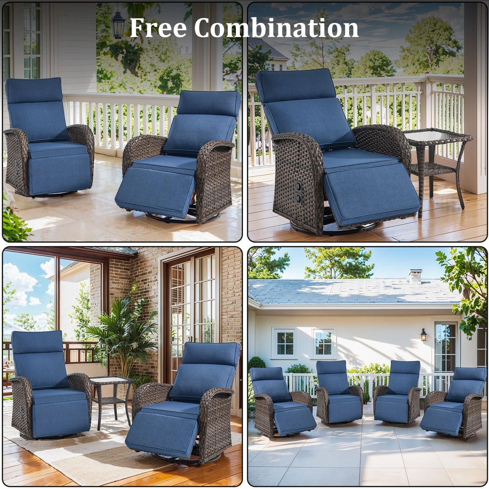 Pocassy Reclining Patio Chair with Adjustable Backrest