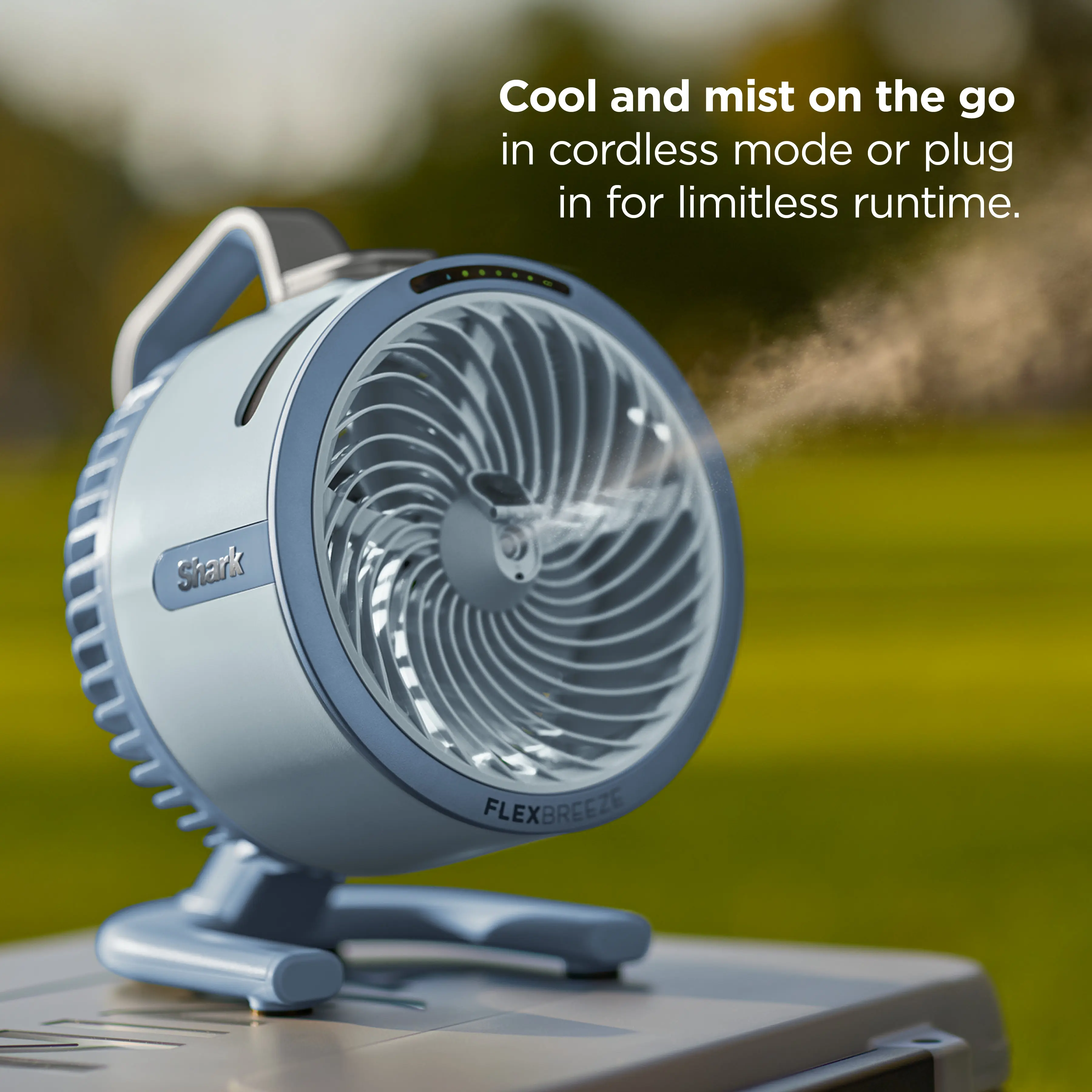 Portable HydroGo Pro evaporative cooler fan, lightweight energy-saving water cooling unit for patio, camping, RV outdoor cooling, quiet portable swamp air cooler.