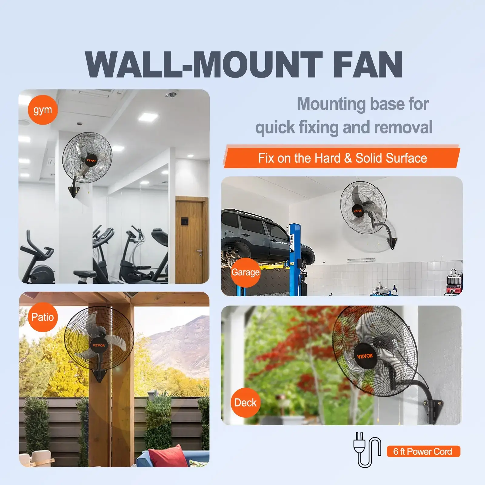 3-Speed Oscillating Industrial Wall Mount Fan, 20 Inch High Velocity 4650 CFM Cooling Fan for Warehouse, Greenhouse, Workshop & Home Use