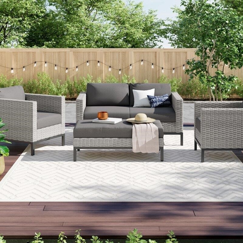 Berger Metal 4 - Person Seating Group with Cushions