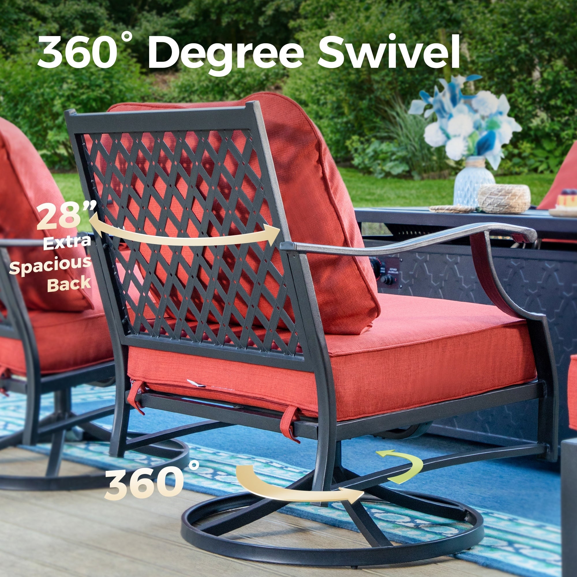 MAISON ARTS Outdoor Sofa Set 4/6-Piece Patio Conversation Set with 45'' Gas Fire Pit Table