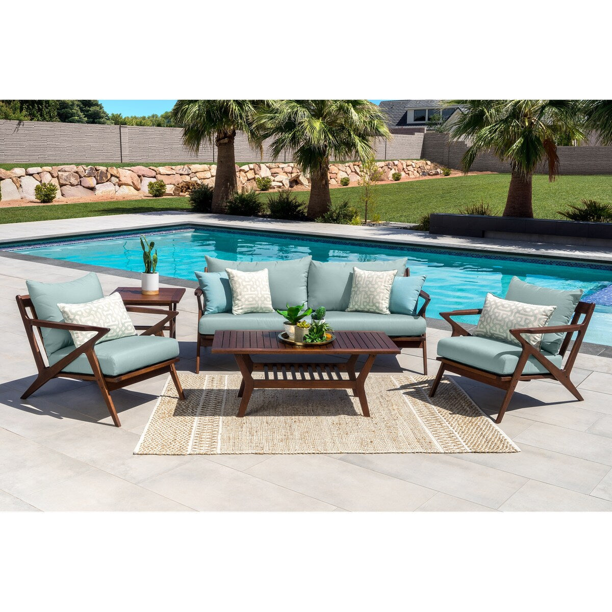 Vaughn 5 Piece Sunbrella Outdoor Patio Seating Set