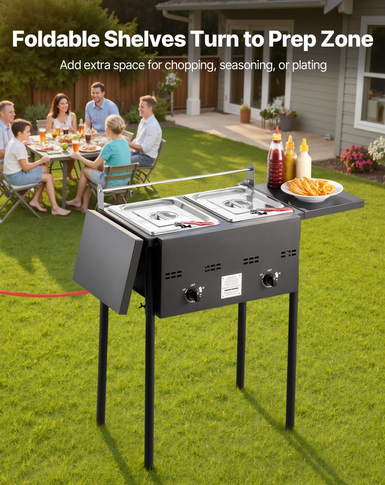 ⚡️Factory wholesale promotion 80% OFF⚡️ Outdoor Propane Deep Fryer, Dual-Tank 8QTx2 Commercial Fryer