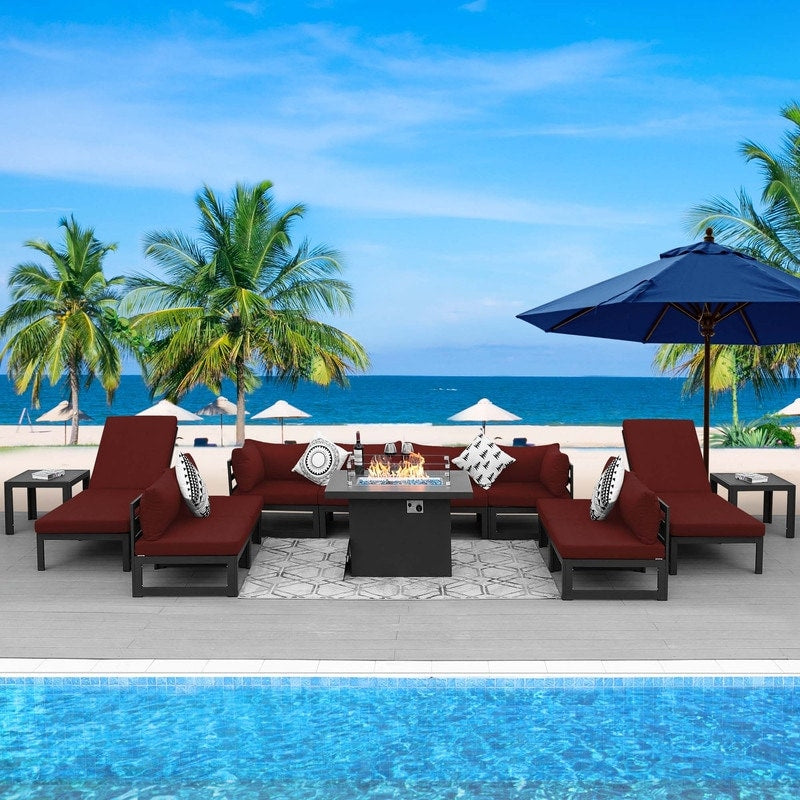 FINCATI Aluminum Outdoor Patio Furniture Conversation Sectional Sofa Set