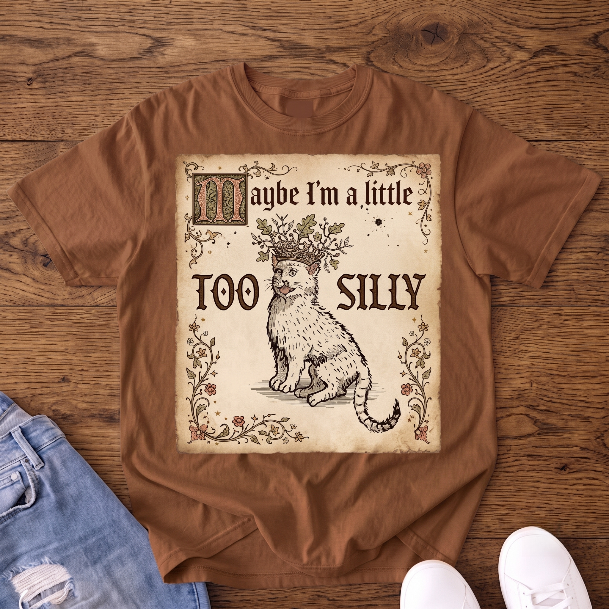 Maybe I'm a Little Too Silly Medieval Cat VintageT-shirt