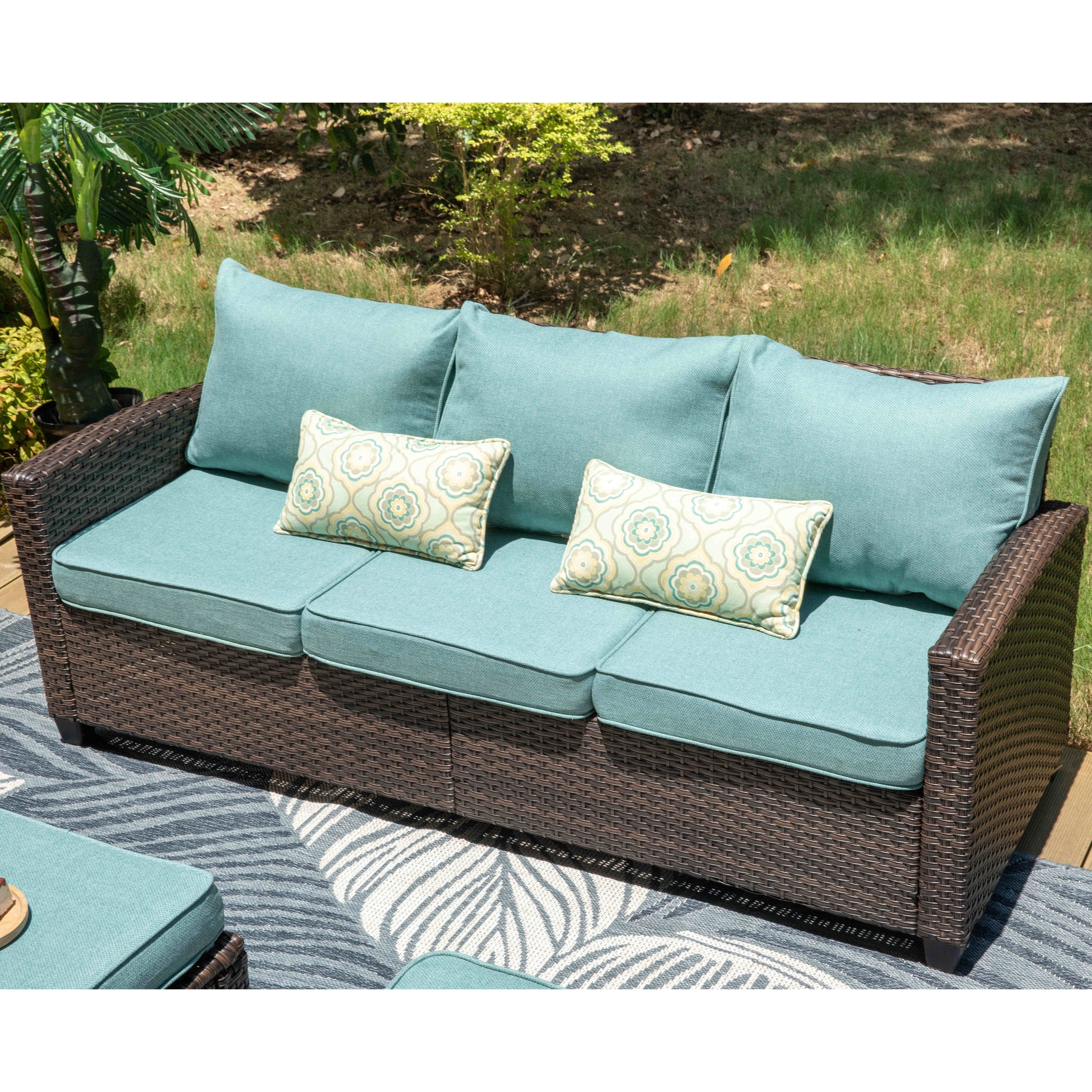 5/9-Seat Patio Furniture Wicker Rattan Outdoor Deep Seating Sectional Sofa Large Conversation Set