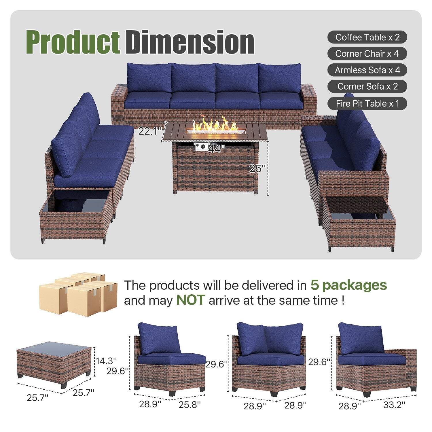 Patio Furniture Set , Outdoor Sectional Sofa Set