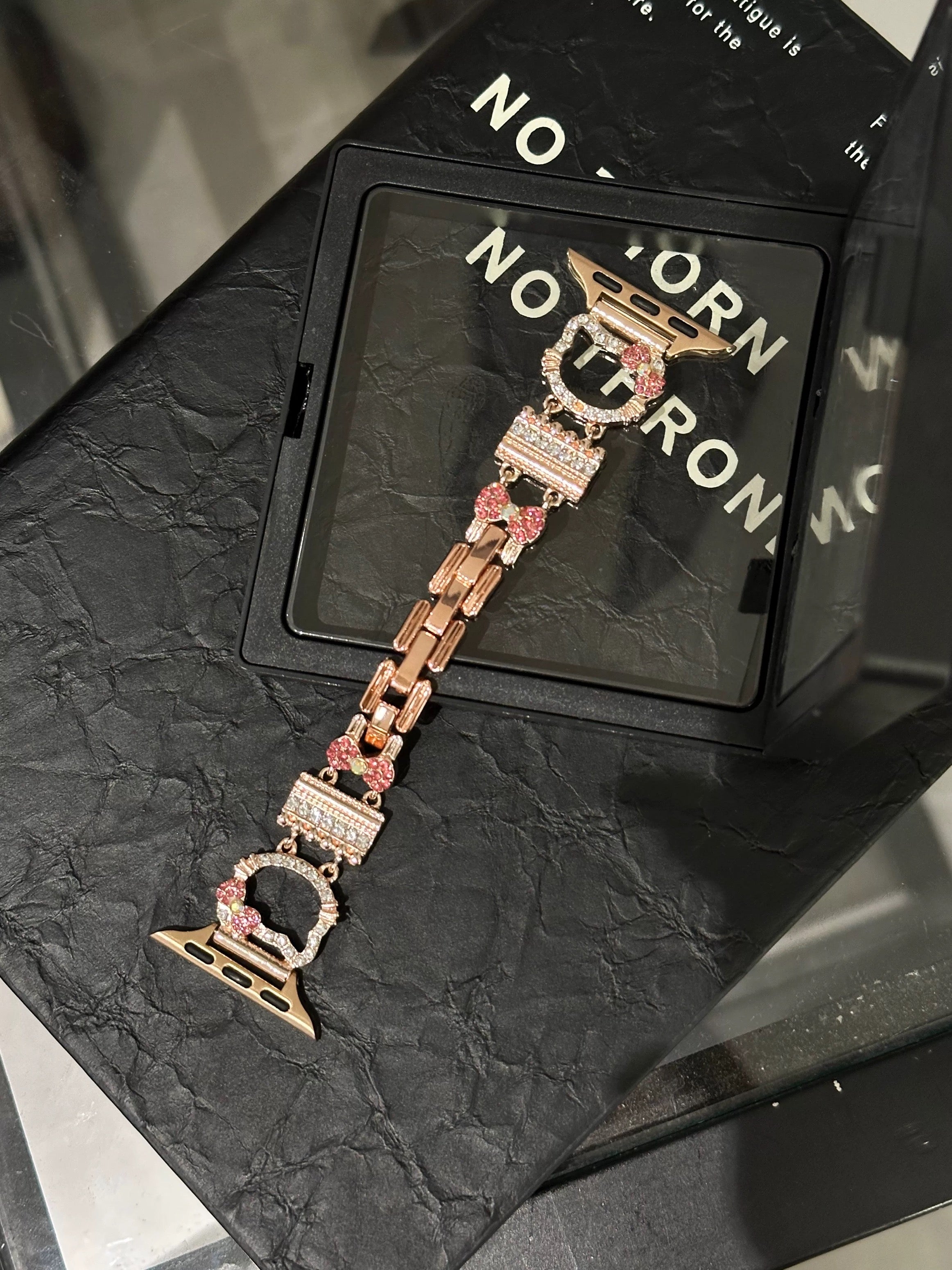 Hellokitty Apple Watch Band Bling Diamond Strap Bands with Screen Protector Case