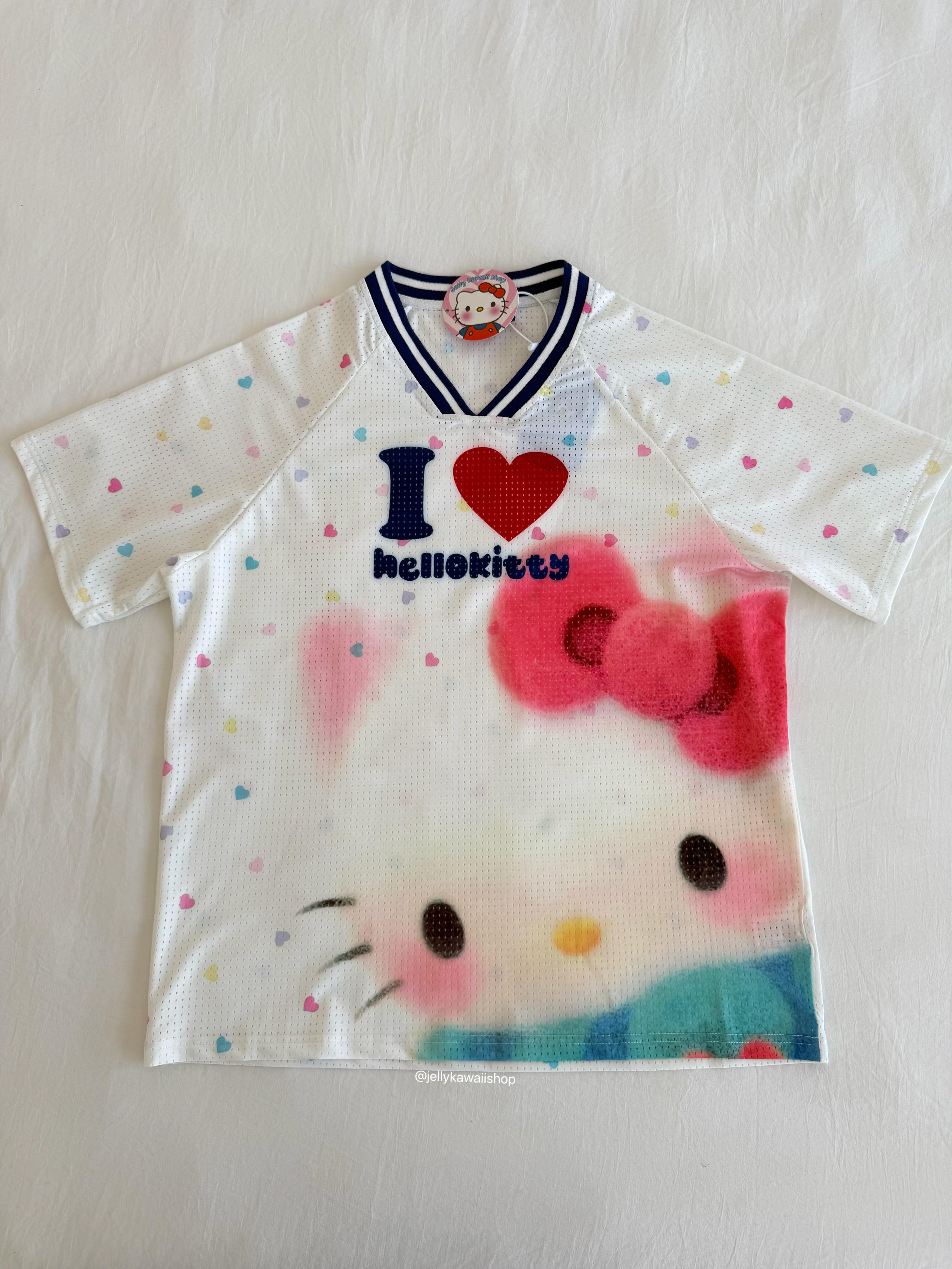 Hello Kitty White Jersey Loose T-Shirts